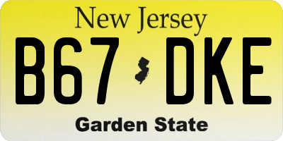 NJ license plate B67DKE