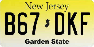 NJ license plate B67DKF