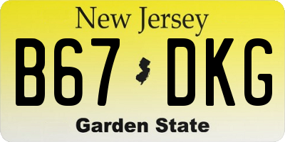NJ license plate B67DKG