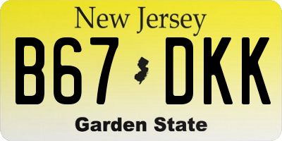 NJ license plate B67DKK
