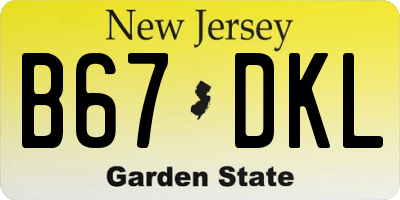 NJ license plate B67DKL
