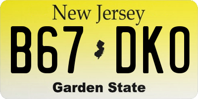 NJ license plate B67DKO