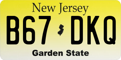 NJ license plate B67DKQ