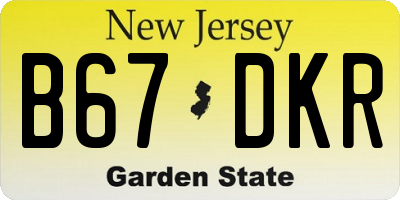 NJ license plate B67DKR