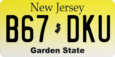 NJ license plate B67DKU