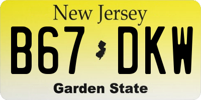 NJ license plate B67DKW