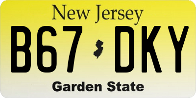 NJ license plate B67DKY