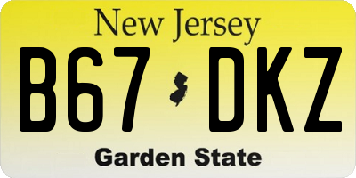 NJ license plate B67DKZ