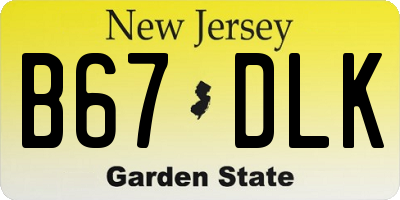 NJ license plate B67DLK