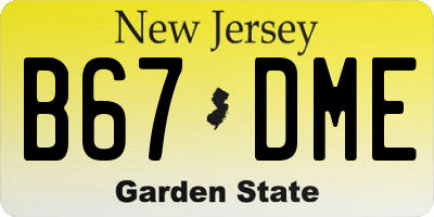 NJ license plate B67DME