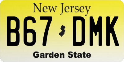 NJ license plate B67DMK