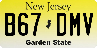 NJ license plate B67DMV