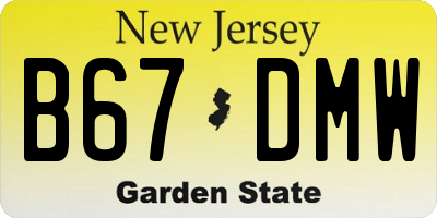 NJ license plate B67DMW