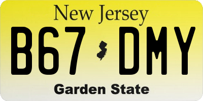 NJ license plate B67DMY