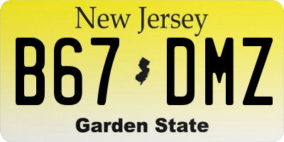 NJ license plate B67DMZ