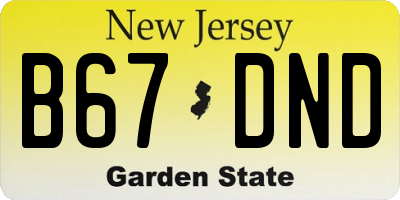 NJ license plate B67DND