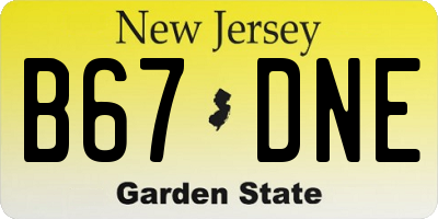 NJ license plate B67DNE