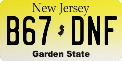 NJ license plate B67DNF