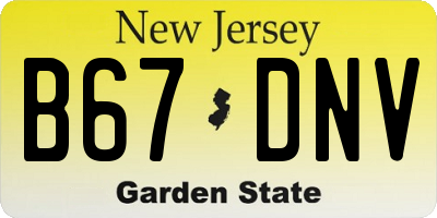 NJ license plate B67DNV