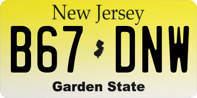 NJ license plate B67DNW