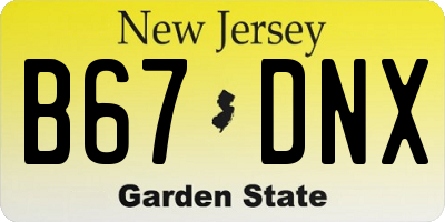NJ license plate B67DNX