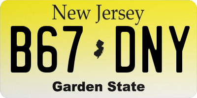 NJ license plate B67DNY