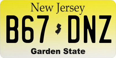 NJ license plate B67DNZ