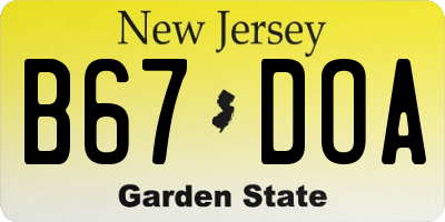 NJ license plate B67DOA