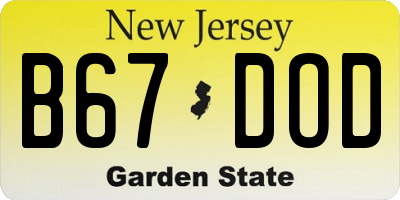 NJ license plate B67DOD