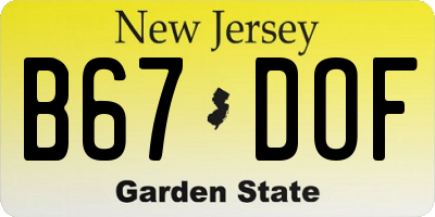 NJ license plate B67DOF