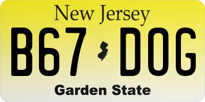 NJ license plate B67DOG