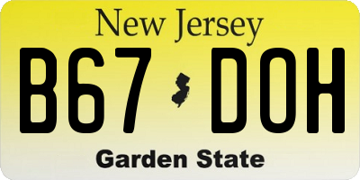 NJ license plate B67DOH