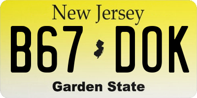 NJ license plate B67DOK
