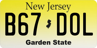 NJ license plate B67DOL