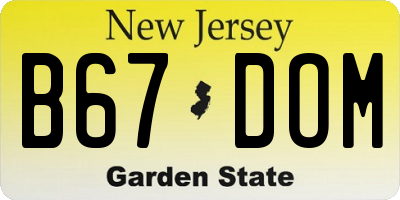 NJ license plate B67DOM