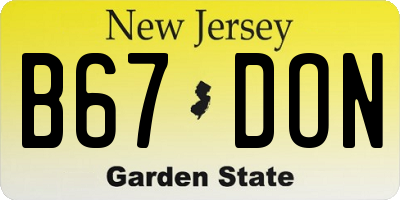 NJ license plate B67DON