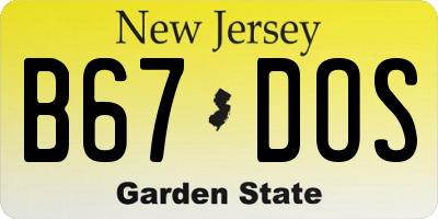 NJ license plate B67DOS