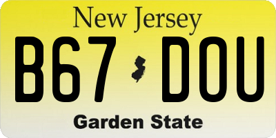 NJ license plate B67DOU