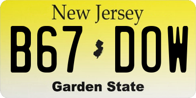 NJ license plate B67DOW