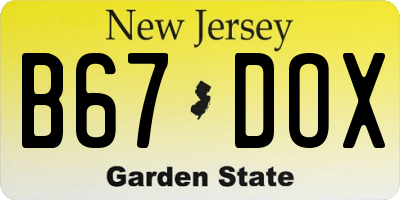 NJ license plate B67DOX