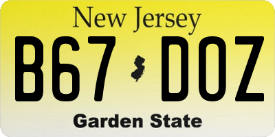NJ license plate B67DOZ