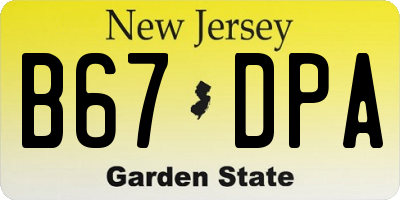 NJ license plate B67DPA