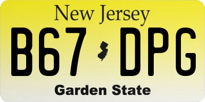 NJ license plate B67DPG