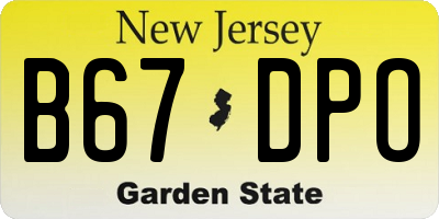 NJ license plate B67DPO