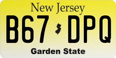 NJ license plate B67DPQ