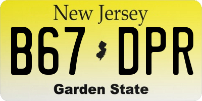 NJ license plate B67DPR