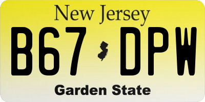 NJ license plate B67DPW