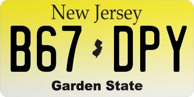 NJ license plate B67DPY