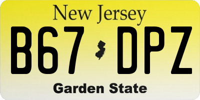 NJ license plate B67DPZ