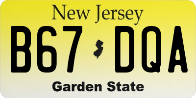 NJ license plate B67DQA